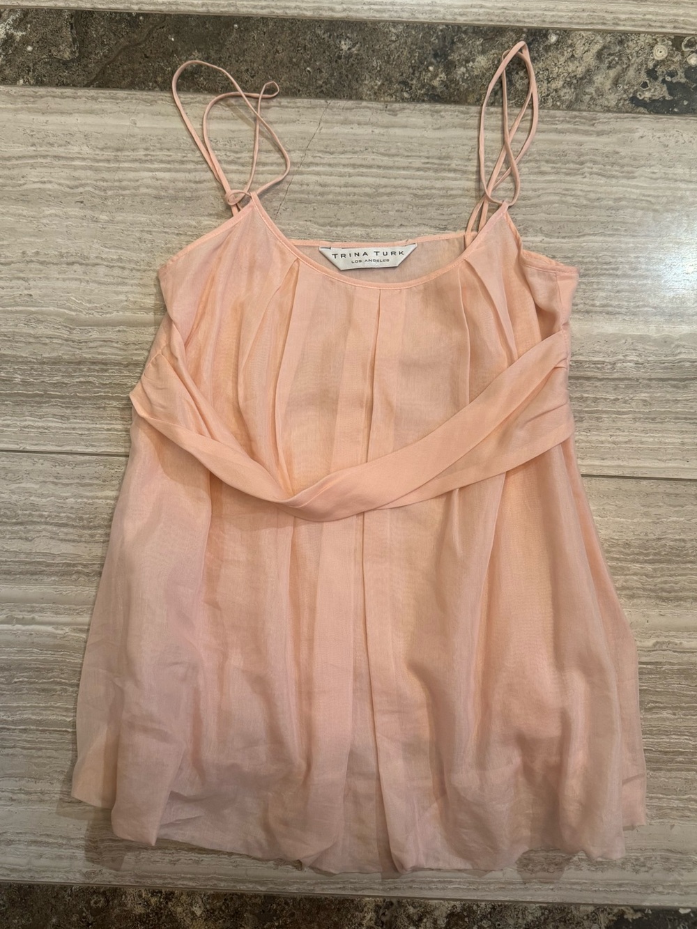 Trina Turk Peach Blush Pleated Spaghetti Strap Camisole